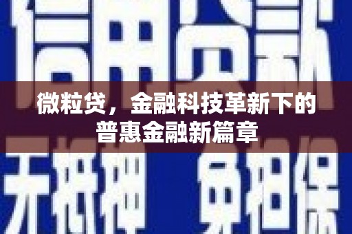 开阳微粒贷，金融科技革新下的普惠金融新篇章